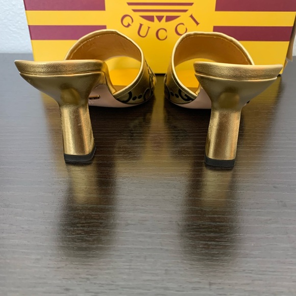 WOMEN'S GUCCI X ADIDAS NAPPA LEATHER MULE, HEEL, SANDAL, SLIDE SIZE 7 US/ 37 IT - Picture 7 of 11